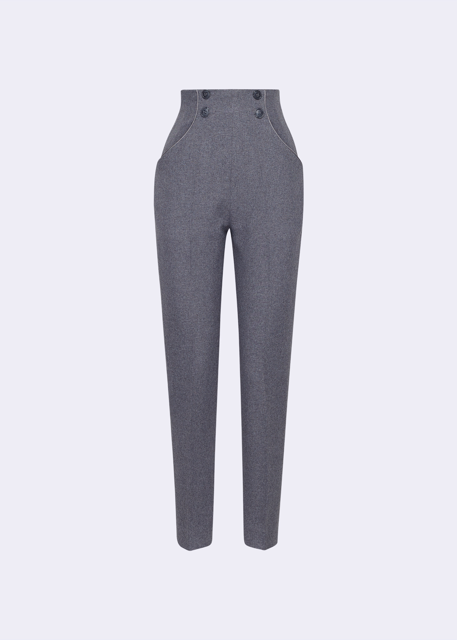 3036 Grey - Polyester Pants With Button - POEM