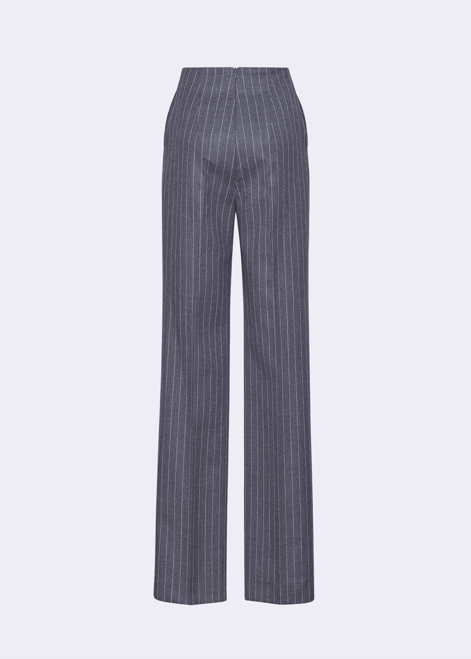Grey Chalk Stripe Wool Column Pants - POEM