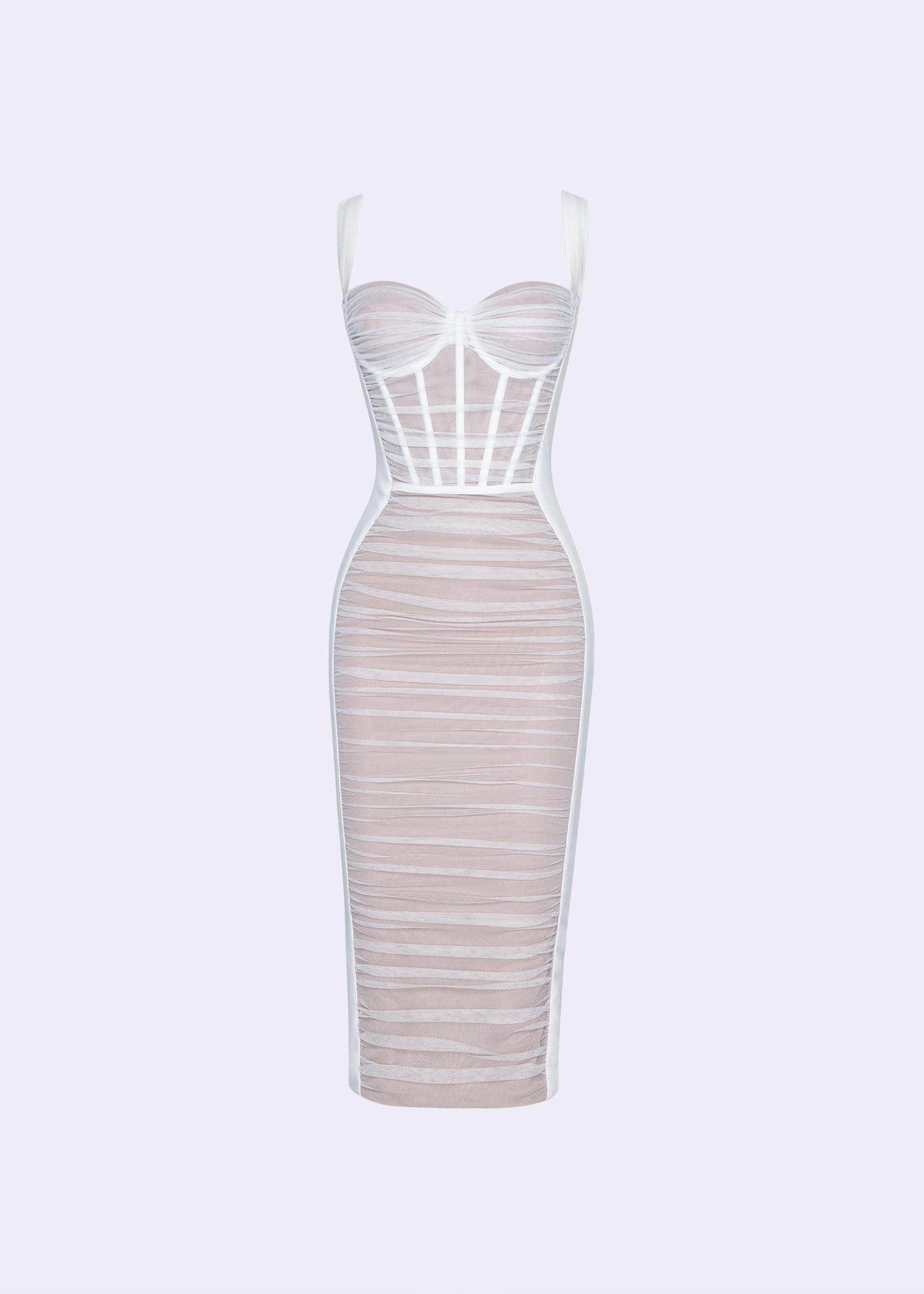 Off-White Soft Net Rayon Spandex Sheath Dress - POEM Off-White Soft Net Rayon Spandex Sheath Dress - POEM