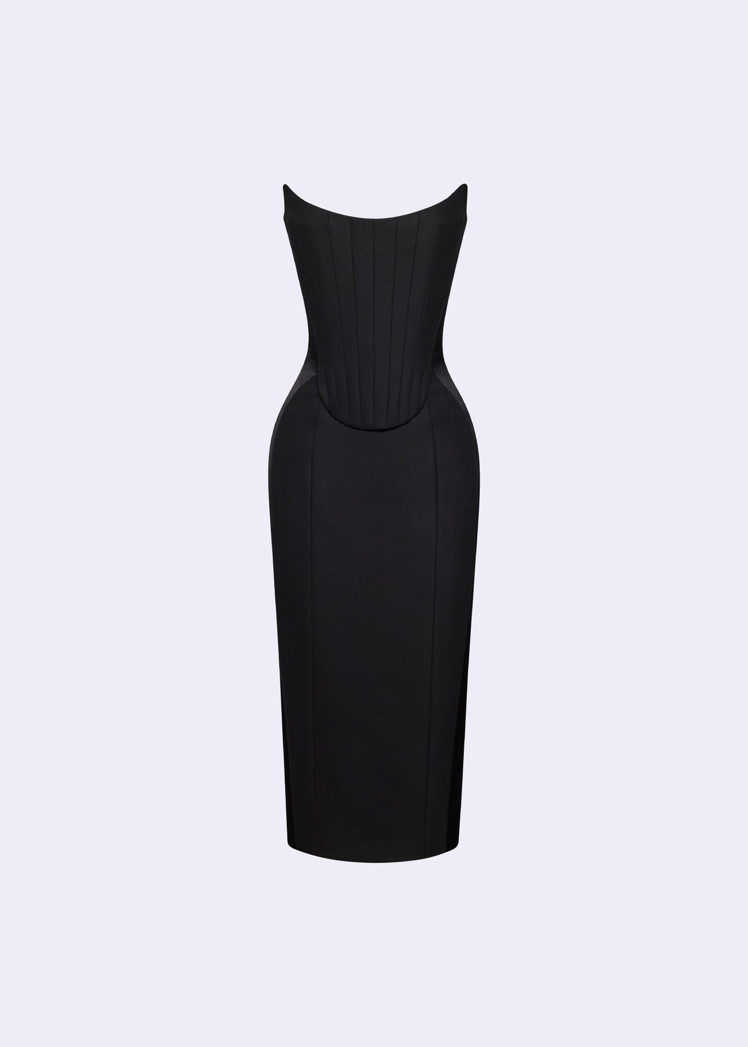 Black Strapless Sheath Dress With Satin-Crepe - POEM Black Strapless Sheath Dress With Satin-Crepe - POEM