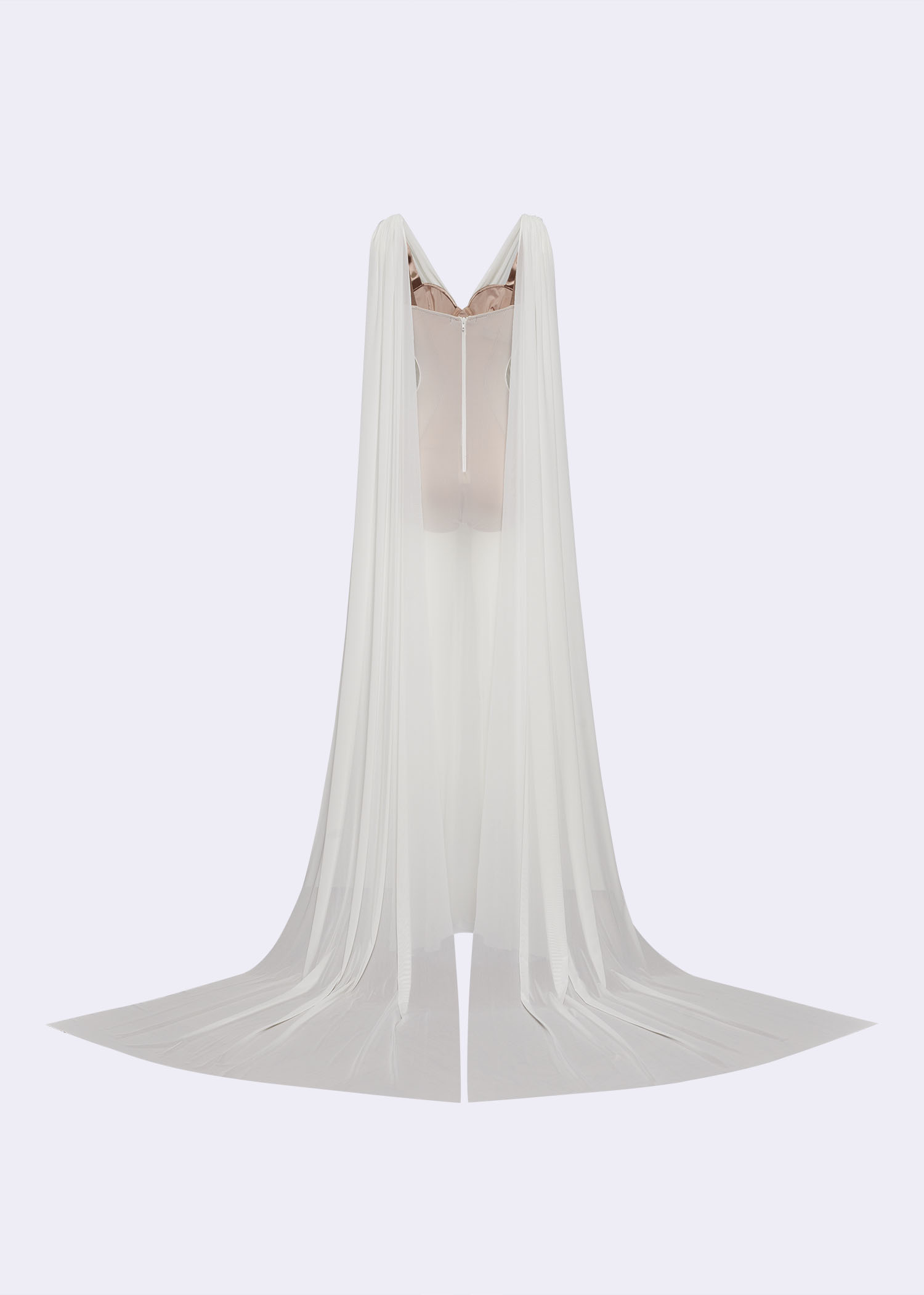 Off-White V-Neck Draped Bustier Floor-Length Dress - POEM