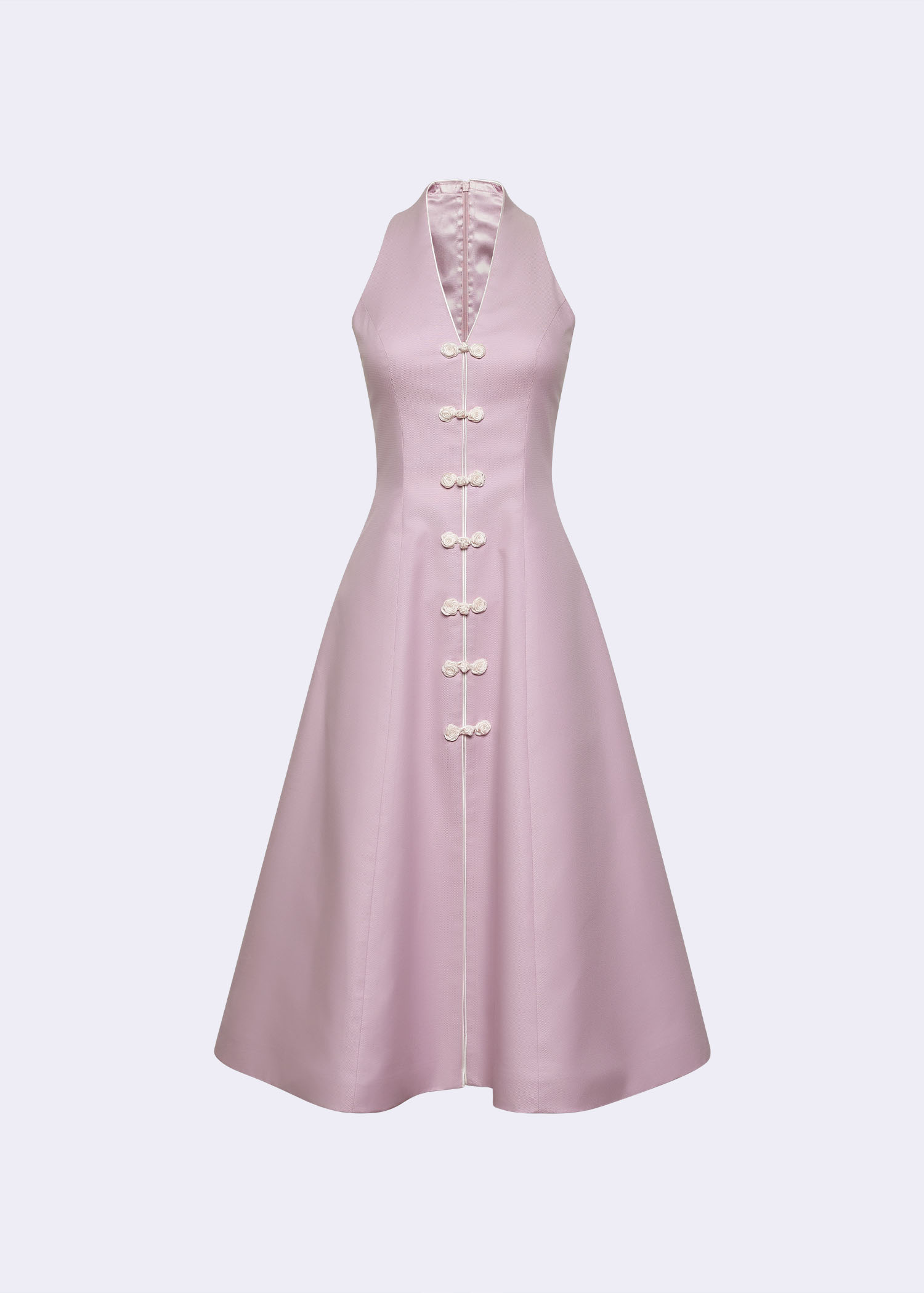navy blue dress for baby girl Powder Pink A-Line Dress With Frog Button Detail