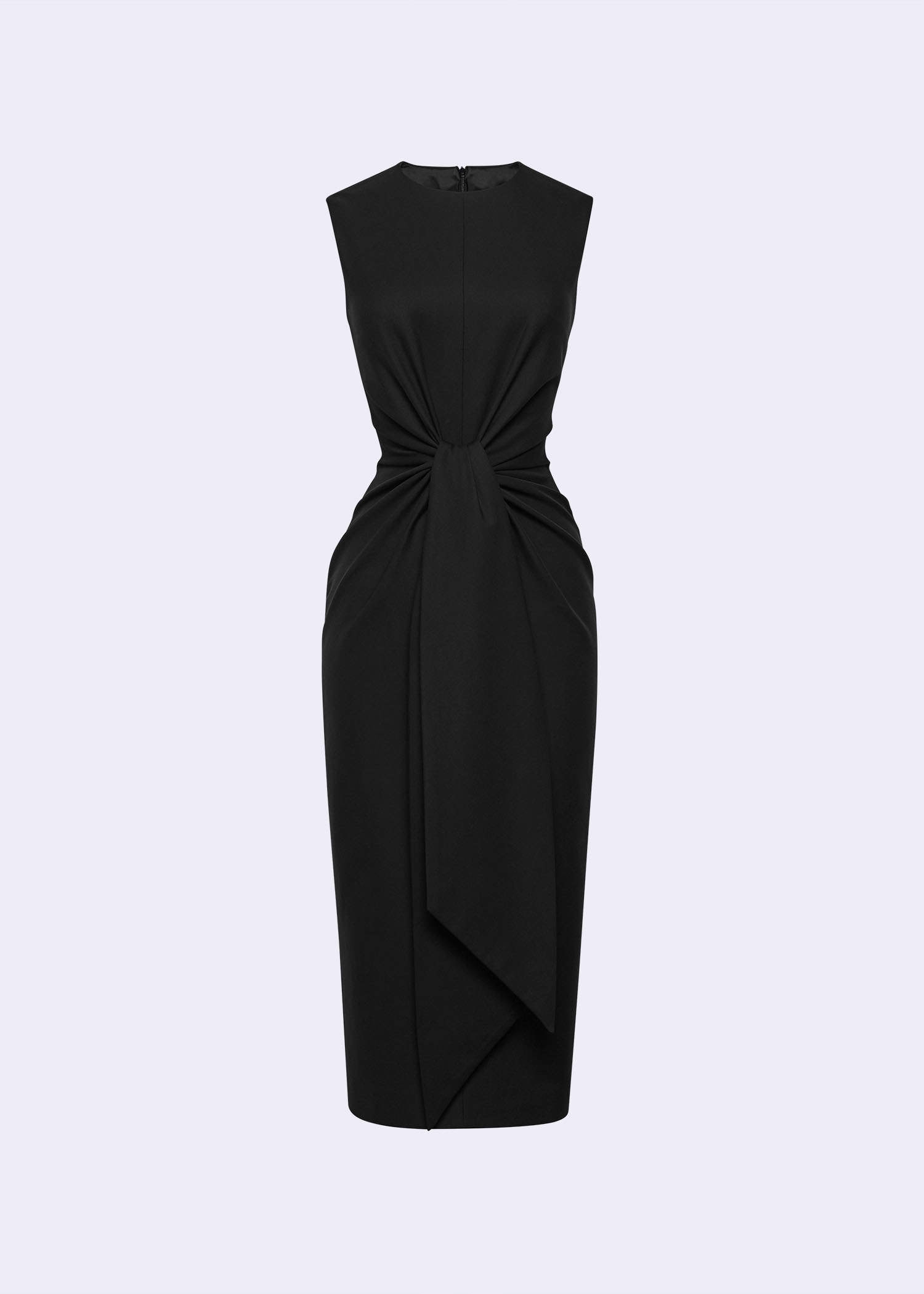 Black Sheath Dress with Waist Twist Detail - POEM