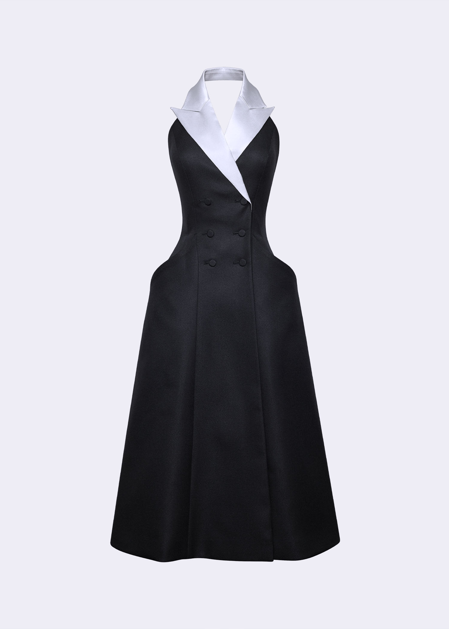 Black Charles de Nervous Halter Dress with Satin-Crepe Detail - POEM Black Charles de Nervous Halter Dress with Satin-Crepe Detail - POEM
