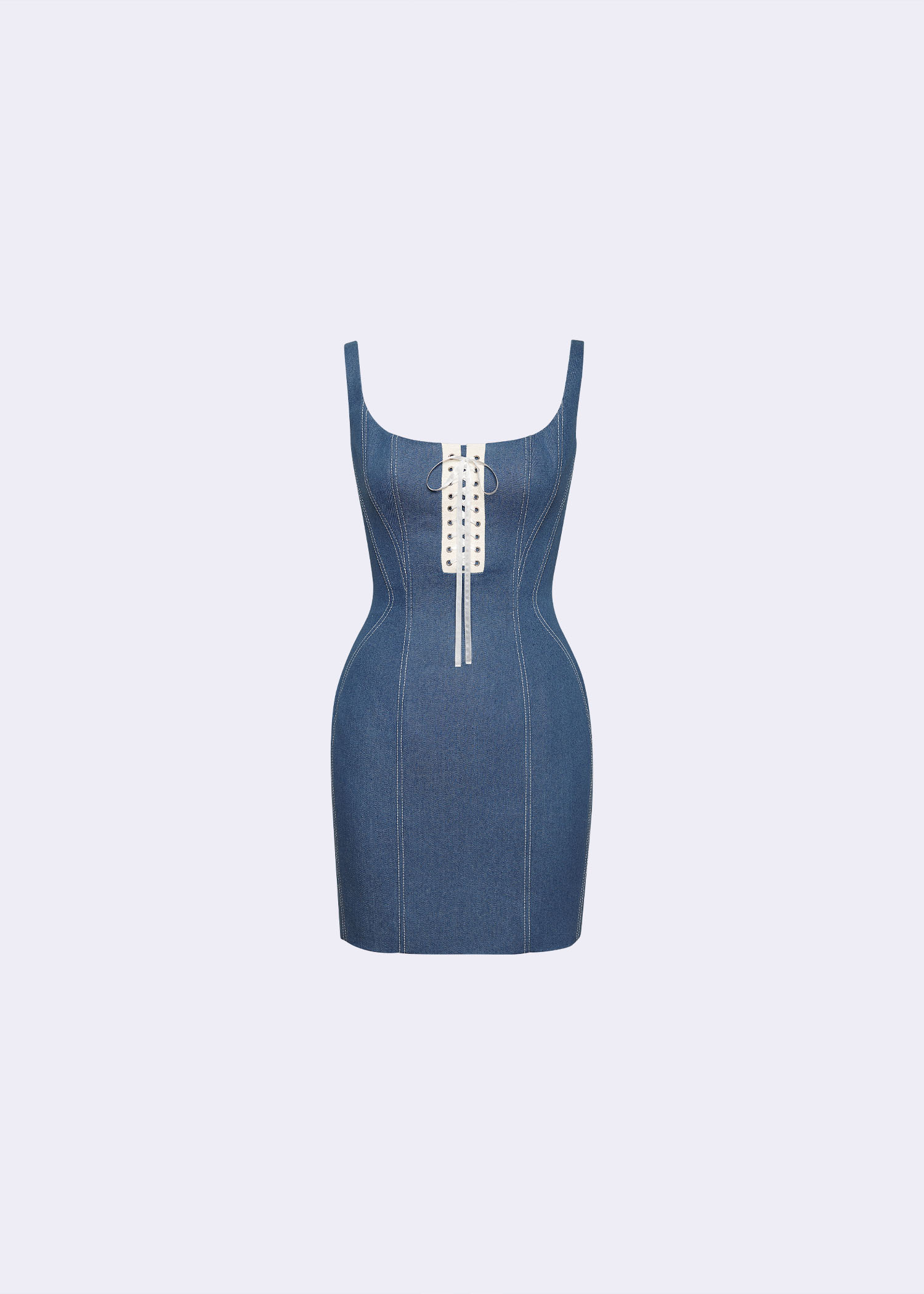 Nautica Femme Lace-Up Denim Mini Dress - POEM Nautica Femme Lace-Up Denim Mini Dress - POEM