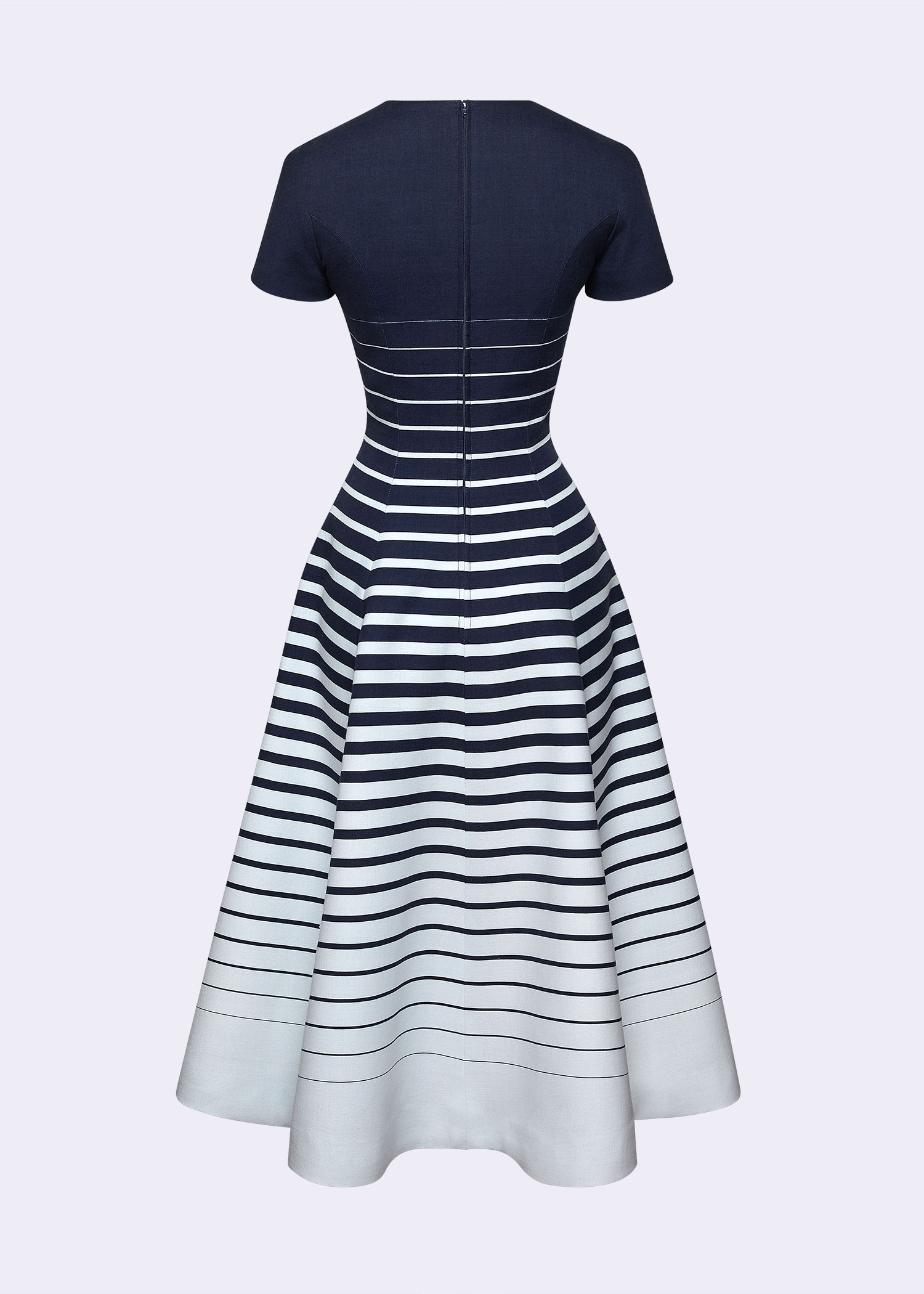 Navy Perspective Rib Midi Dress - POEM