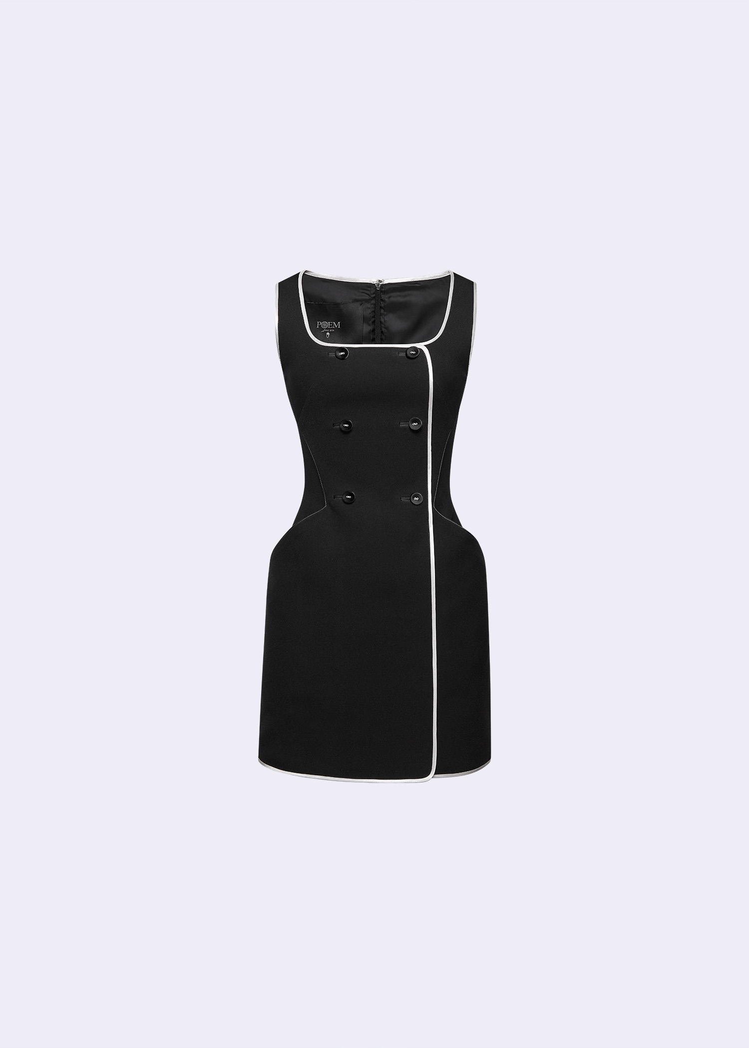 black and white piping dress Sleeveless Double-Breasted Square-Neck Mini With Off-White size 18 The Cerellalora Color:Chocolate Hand wash cold