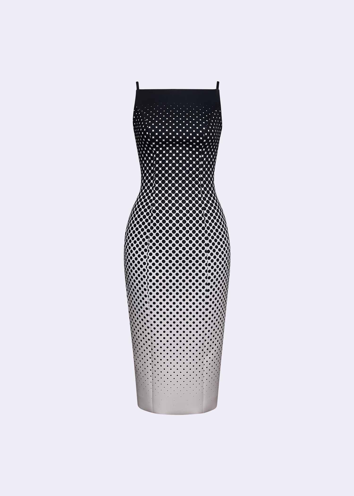 uo poem knit midi dress Black Polka-Dot Boat-Neck With Backless Strap Detail Strapless dress